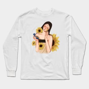 Thanaka and sunflowers Long Sleeve T-Shirt